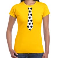 Geel supporter t-shirt voetbal stropdas EK/ WK voor dames - thumbnail