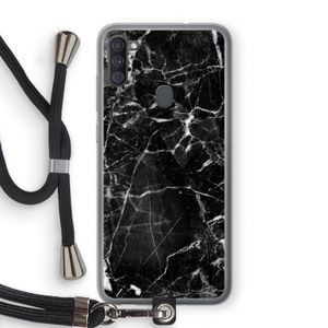 Zwart Marmer 2: Samsung Galaxy A11 Transparant Hoesje met koord