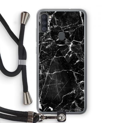 Zwart Marmer 2: Samsung Galaxy A11 Transparant Hoesje met koord