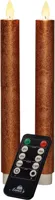 Anna&apos;s Collection LED dinerkaars flame effect rustiek 23 cm koper 2 stuks