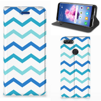 Huawei P Smart Hoesje met Magneet Zigzag Blauw - thumbnail