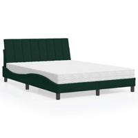 Bed met matras "Hanko" fluweel donkergroen 140x200 cm