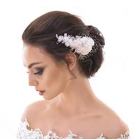 Retro Wedding Haar Accessoire Corsage Clip Bloemen Kant Strass Ivoor