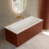 Badmeubel Mondiaz Kurve-Dlux | 110 cm cm | Meubelkleur Ruby | Wastafelkleur Opalo | Solid surface | Wasbak midden spoelbak | Zonder kraangat(en)
