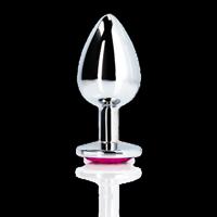 Ouch! by Shots Hartje Gem Buttplug - Klein - Zilver/Rubelliet Roze