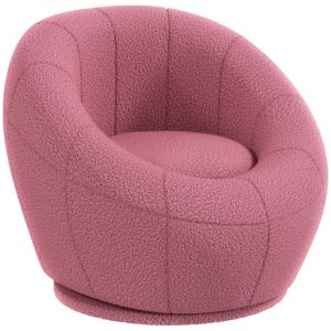 HOMCOM Fauteuil met pluche, accentfauteuil, pluche fauteuil, draaibaar, roze
