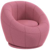 HOMCOM Fauteuil met pluche, accentfauteuil, pluche fauteuil, draaibaar, roze - thumbnail