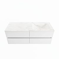 MONDIAZ VICA-DLUX 130cm badmeubel onderkast Talc 4 lades. Inbouw wastafel CLOUD rechts 1 kraangat, kleur Ostra.