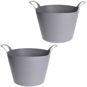 3x Stuks Flexibele emmers/wasmanden - 30L - grijs - kunststof