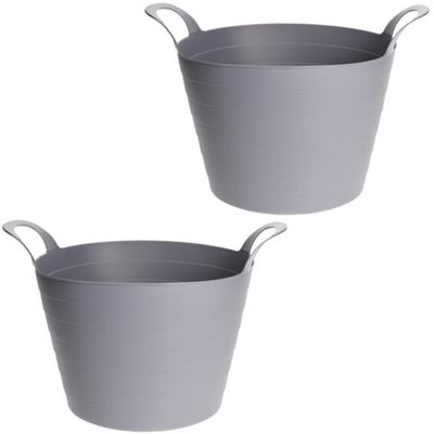 3x Stuks Flexibele emmers/wasmanden - 30L - grijs - kunststof