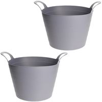 3x Stuks Flexibele emmers/wasmanden - 30L - grijs - kunststof 3x Stuks Flexibele emmers/wasmanden - 30L - grijs - kunststof