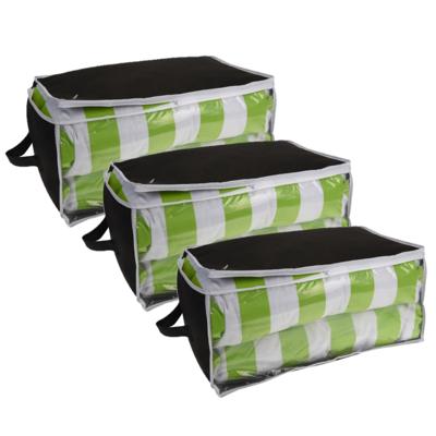 Opbergtas/beschermhoes beddengoed/kleding - 3x stuks - zwart - 45 x 30 x 20 cm