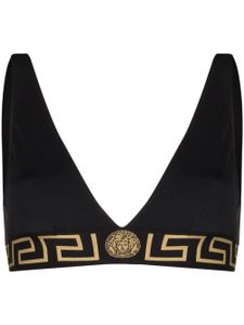 Versace haut de bikini à bordure Greca - Noir