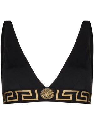 Versace haut de bikini à bordure Greca - Noir