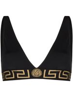 Versace haut de bikini à bordure Greca - Noir