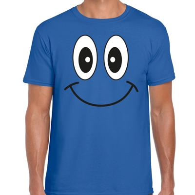 Verkleed T-shirt voor heren - Smile Emoticon - blauw - carnaval - feestkleding Verkleed T-shirt voor heren - Smile Emoticon - blauw - carnaval - feestkleding