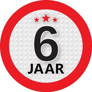 6 jaar versiering ronde sticker 9 cm