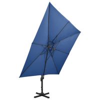 The Living Store Tuinparasol - 300x300x258 cm - AZUURBLAUW - UV-beschermend polyester - Aluminium paal - Kantelbaar en