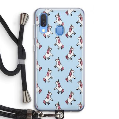 Eenhoorns overal: Samsung Galaxy A40 Transparant Hoesje met koord