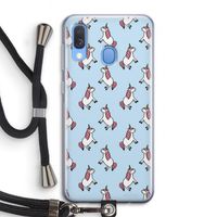 Eenhoorns overal: Samsung Galaxy A40 Transparant Hoesje met koord