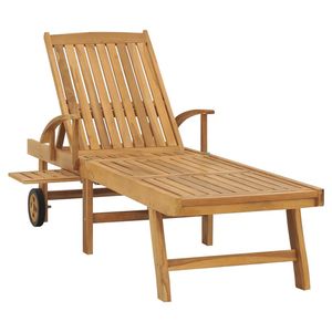 The Living Store Loungebed - Houten - Teakhout - 195x59.5 cm - Verstelbare rugleuning