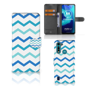 Motorola G8 Power Lite Telefoon Hoesje Zigzag Blauw