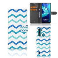 Motorola G8 Power Lite Telefoon Hoesje Zigzag Blauw