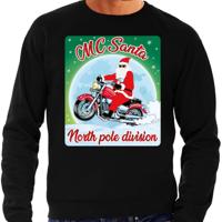 Foute Kersttrui - sweater - MC Santa North Pole division - motorrijders - bikers - zwart - voor here