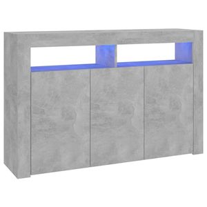 The Living Store Dressoir Betongrijs - 115.5 x 30 x 75 cm - LED-verlichting