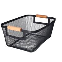 Opbergmand - met handgrepen - zwart - metaal - 31 x 22 x 14 cm - draadmand Opbergmand - met handgrepen - zwart - metaal - 31 x 22 x 14 cm - draadmand