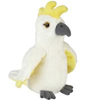 Ravensden pluche knuffel dieren Kaketoe vogel - wit - 15 cm - Tropische vogels