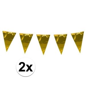 2x stuks XXL vlaggenlijnen goud 10 meter