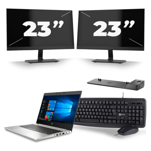 HP ProBook 430 G7 - Intel Core i3-10e Generatie - 13 inch - 16GB RAM - 256GB SSD - Windows 11 + 2x 23 inch Monitor