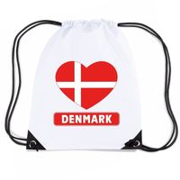 Denemarken hart vlag nylon rugzak wit - thumbnail