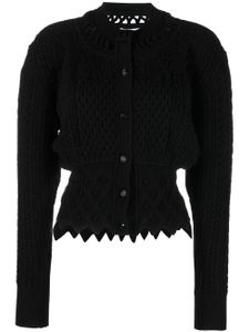 Rabanne cardigan en maille gaufrée à bordures festonnées - Noir