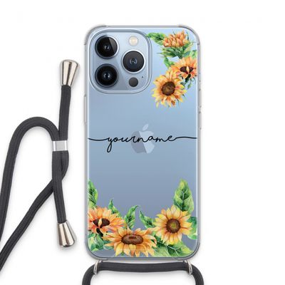 Zonnebloemen: iPhone 13 Pro Transparant Hoesje met koord