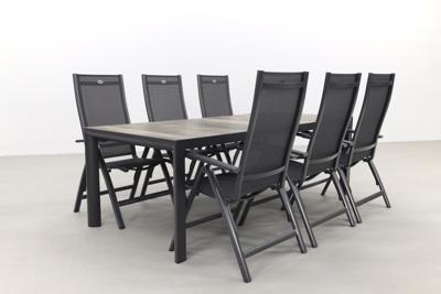 Hartman Roma/Kings verstelbare tuinset antraciet - 220x100 cm. - Keramiek tafelblad