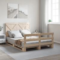 Bedframe met hoofdbord massief grenenhout 160x200 cm