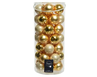 Kerstbal glas d6 cm parel/goud 49st kerst - Decoris