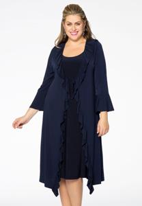 Yoek Vest met ruches | Blauw | Maat 54/56