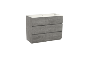 Storke Edge staand badmeubel 105 x 52 cm beton donkergrijs met Mata enkele wastafel in solid surface