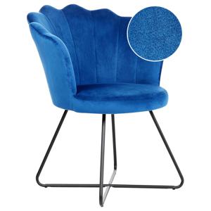 Beliani LOVELOCK - Fauteuil-Blauw-Fluweel