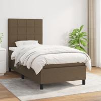 Boxspring met matras stof donkerbruin 90x190 cm