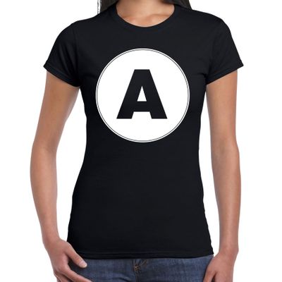 T-shirt met de letter A dames zwart voor het maken van een naam / woord of team