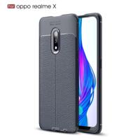 Litchi textuur TPU schokbestendig geval voor OPPO Realme X (marineblauw)