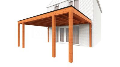 Trendhout Aanbouwveranda Modena 570x485 cm- Plat dak- Hout- Trendhout