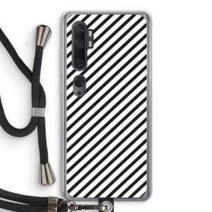 Strepen zwart-wit: Xiaomi Mi Note 10 Pro Transparant Hoesje met koord