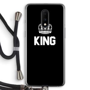 King zwart: OnePlus 7 Transparant Hoesje met koord
