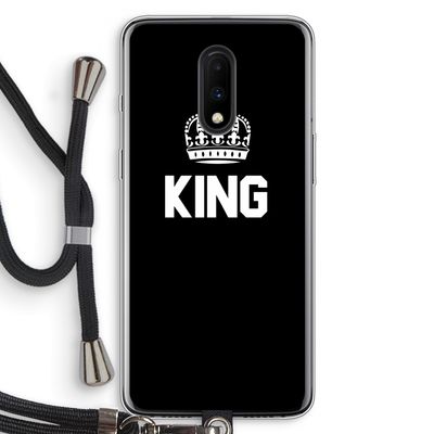 King zwart: OnePlus 7 Transparant Hoesje met koord