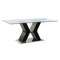 Eettafel DKD Home Decor Zwart Hout Gehard glas Hout MDF 180 x 90 x 76 cm